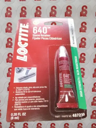 [640LOCTITE] FIJADOR PIEZAS CILINDRICAS LOCTITE ALTA TEMPERATURA 640 TM ROJA 6ml   